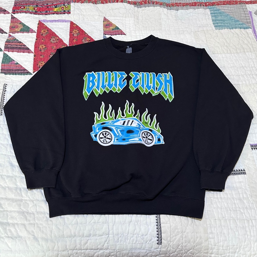 Billie‎ Eilish Sweatshirt Black Race Car Tour Graphic Large
